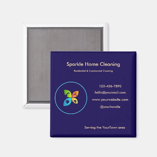 Editable House Cleaning Business Magnet Modern Des (Vorderseite/Rückseite)