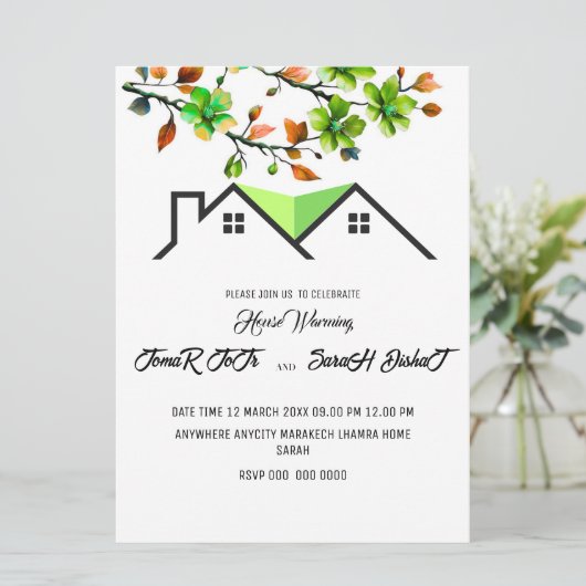 Editable House Warming Invitation, House Warming P Einladung (Stehend Vorderseite)