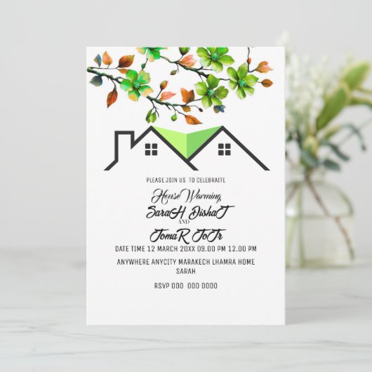 Editable House Warming Invitation, House Warming P Einladung (Stehend Vorderseite)