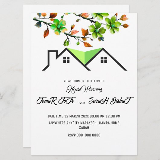 Editable House Warming Invitation, House Warming P Einladung (Vorne/Hinten)