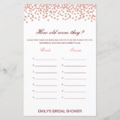 Editable How old were they? Bridal Shower Game (Vorderseite)
