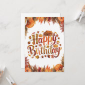Editable Hübsch Wish Herbst Herbst Happy Birthday Karte (Vorderseite/Rückseite Beispiel)