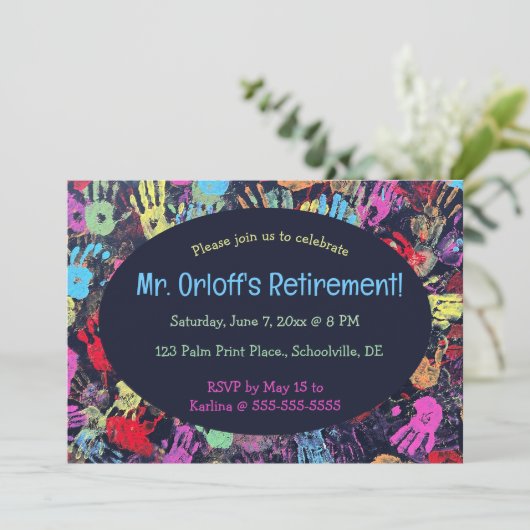Editable Human Touch Teacher's Retirement Einladung (Stehend Vorderseite)