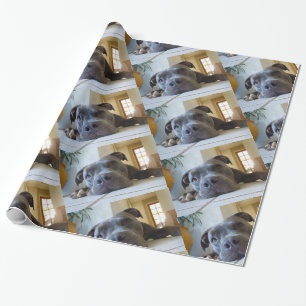 Editable Hund Browns Pitbull Geschenkpapier