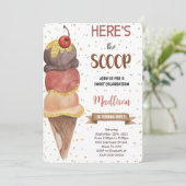 Editable Ice Cream Birthday Einladung (Stehend Vorderseite)