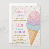 Editable Ice Cream Birthday Einladung (Vorne/Hinten)