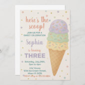 Editable Ice Cream Birthday Einladung (Vorne/Hinten)