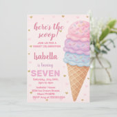 Editable Ice Cream Birthday Einladung (Stehend Vorderseite)