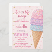 Editable Ice Cream Birthday Einladung (Vorne/Hinten)