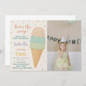 Editable Ice Cream Birthday Einladung (Vorne/Hinten)