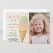 Editable Ice Cream Birthday Einladung (Vorne/Hinten)