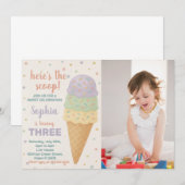 Editable Ice Cream Birthday Einladung (Vorne/Hinten)