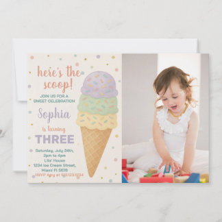 Editable Ice Cream Birthday Einladung