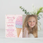 Editable Ice Cream Birthday Einladung (Stehend Vorderseite)