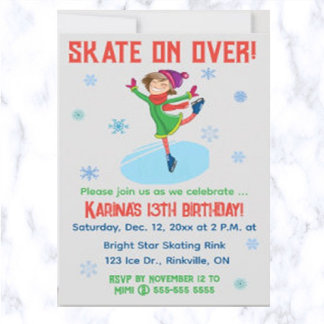 Editable Ice Skaten Birthday Party Einladung