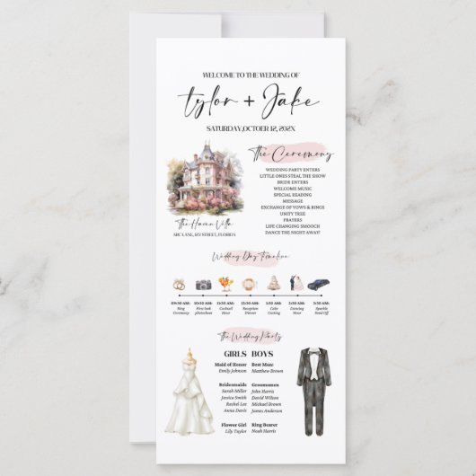 Editable Infographic Wedding Program Template (Vorderseite)