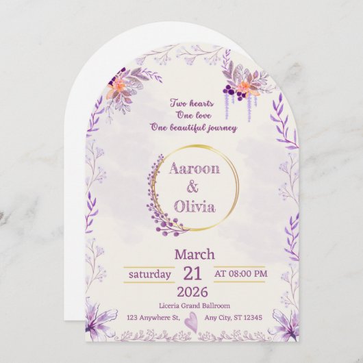 Editable Intimate Garden Wedding Invitation Einladung (Vorne/Hinten)