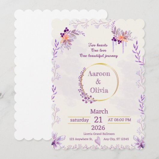 Editable Intimate Garden Wedding Invitation Einladung (Vorne/Hinten)