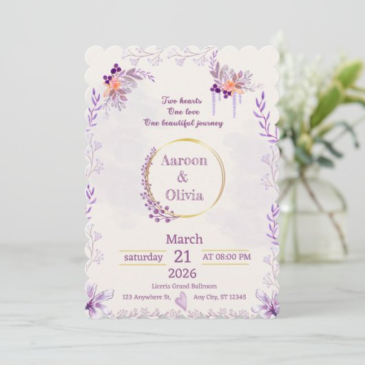 Editable Intimate Garden Wedding Invitation Einladung (Stehend Vorderseite)