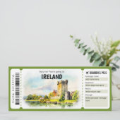 Editable Ireland Flugzeug Boarding Pass Ticket Einladung (Stehend Vorderseite)