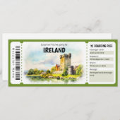 Editable Ireland Flugzeug Boarding Pass Ticket Einladung (Vorne/Hinten)