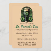 Editable Irish Green Beer Kleeblatt St Patricks Da Einladung (Vorne/Hinten)
