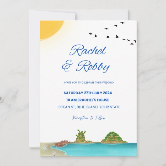 Editable Island Weditation Design Template Einladung (Vorderseite)