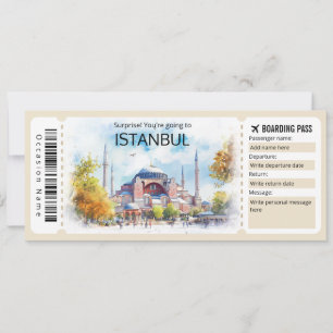 Editable Istanbul Flugzeug Ticket, Türkei Trip Einladung
