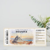 Editable Istanbul Türkei Flugzeug Boarding Pass Einladung (Stehend Vorderseite)