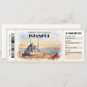 Editable Istanbul Türkei Flugzeug Boarding Pass Einladung (Vorne/Hinten)