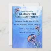 Editable Jellyfish Ocean Birthday Party Einladung (Vorderseite)