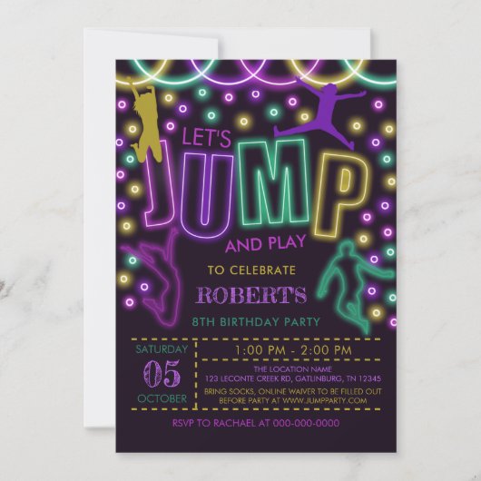 Editable Jump Birthday Einladung (Vorderseite)