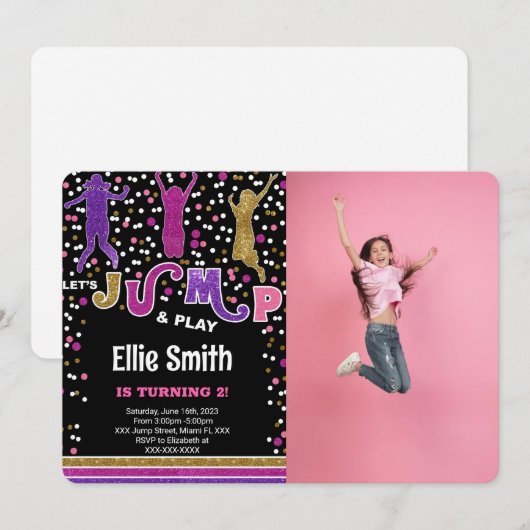 Editable Jump Foto Einladung (Vorne/Hinten)