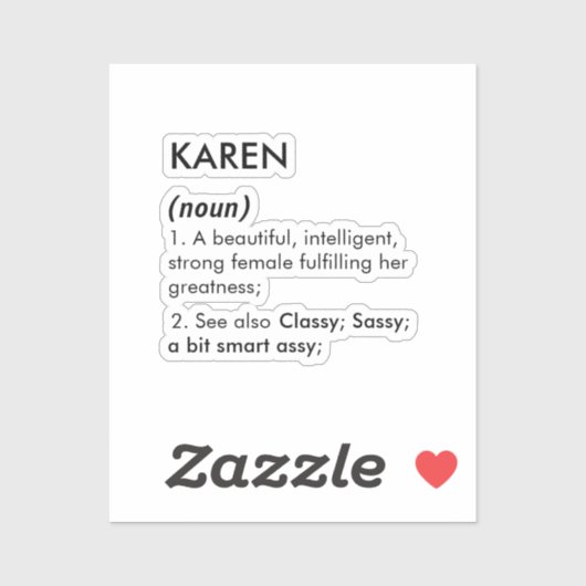 Editable Karen name definition, custom name Aufkleber (Blatt)