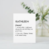 Editable Kathleen name definition, custom name Postkarte (Stehend Vorderseite)