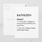 Editable Kathleen name definition, custom name Postkarte (Vorne/Hinten)