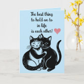 Editable Katzen, die den Valentinstag umarmten Karte (Gelbe Blume)