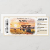 Editable Kenya Flugzeug Ticket, Kenya Trip Einladung (Vorne/Hinten)
