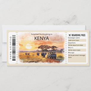 Editable Kenya Flugzeug Ticket, Kenya Trip Einladung