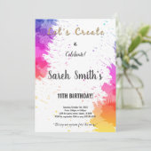 Editable Kids Art Party Vielen Dank oder Einladung (Stehend Vorderseite)