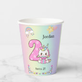 Editable Kids Birthday Party Paper Cup Cute Unicor Pappbecher (Vorderseite)