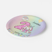 Editable Kids Birthday Party Plate Cute Unicorn Pappteller (Schrägansicht)