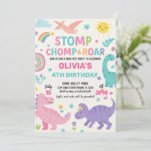 Editable Kids Dino Party Einladung (Stehend Vorderseite)