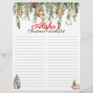 Editable Kids Holiday Weihnachten Wunschliste