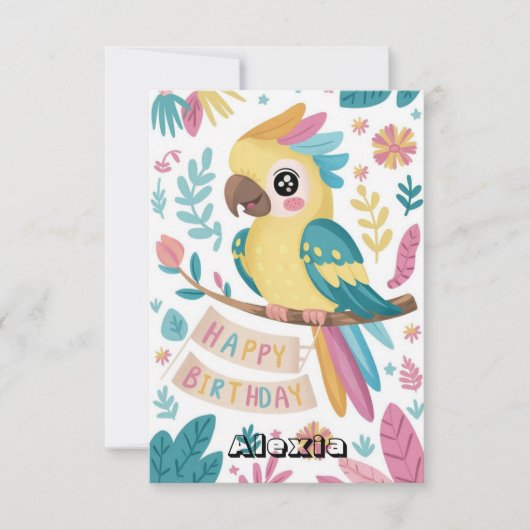 Editable Kids Parrot Digital Geburtstag Karte (Vorderseite)