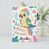 Editable Kids Parrot Digital Geburtstag Karte (Stehend Vorderseite)