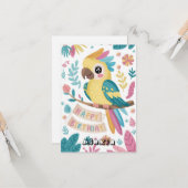 Editable Kids Parrot Digital Geburtstag Karte (Vorderseite/Rückseite Beispiel)