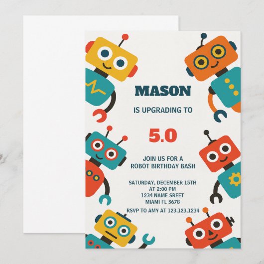 Editable Kids Party Card für Jungen oder Mädchen Einladung (Vorne/Hinten)