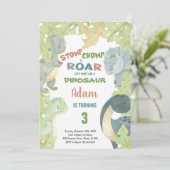 Editable Kids Party Card mit T-Rex & Jungle Theme Einladung (Stehend Vorderseite)