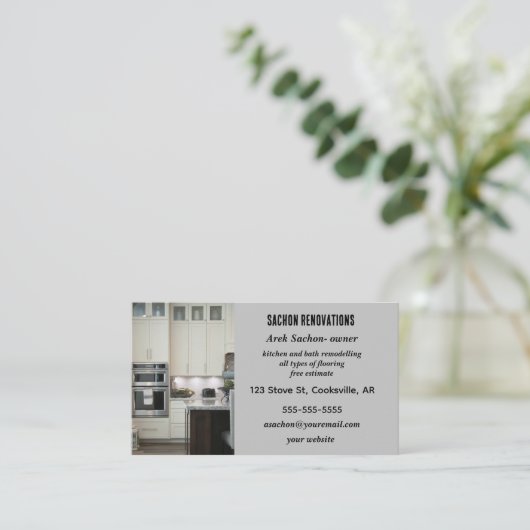 Editable Kitchen Renovations Visitenkarte (Stehend Vorderseite)